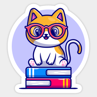 cute studying cat Sticker